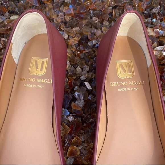 Bruno Magli Burgundy/Wine Leather Ballet Flats Size 38/US 8 NWOT - Picture 3 of 7